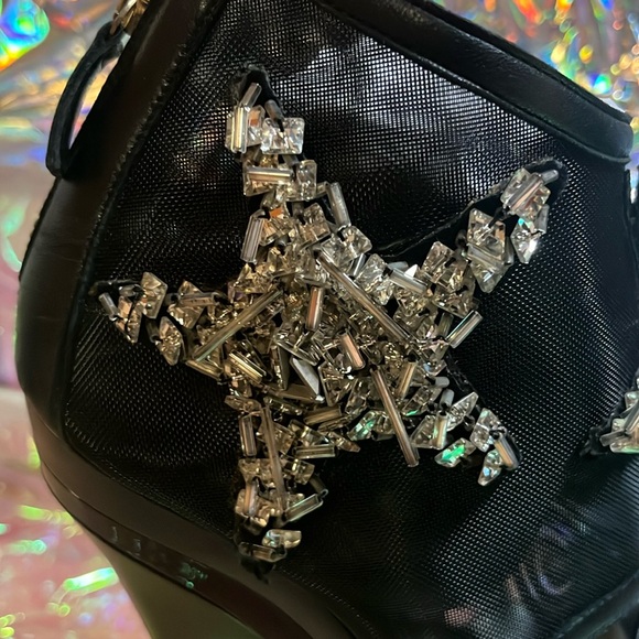 ‼️AUTHENTIC ‼️NWT‼️VERSACE Starfish Mesh Cut Out Booties Size 7 Black Platform - Picture 6 of 14